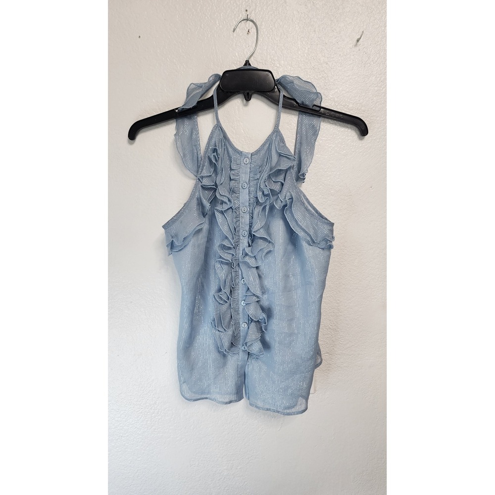 Nanette Lepore‎ Ruffle Halter Top Womens 10 Blue New